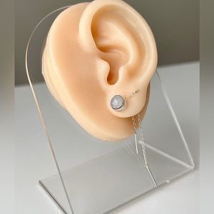 .925 Sterling Silver Earrings SET , Moonstone earrings , Threader earrings